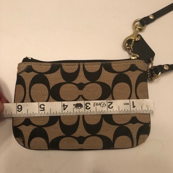 Coach signature c black gray wristlet mini bag